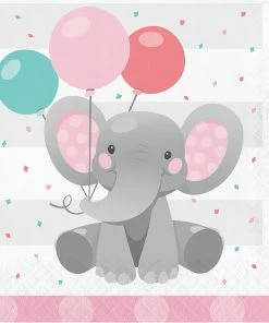 Creative Converting Enchanting Elephants Girl Luncheon Napkin 16ct Kids Birthday Party Themes