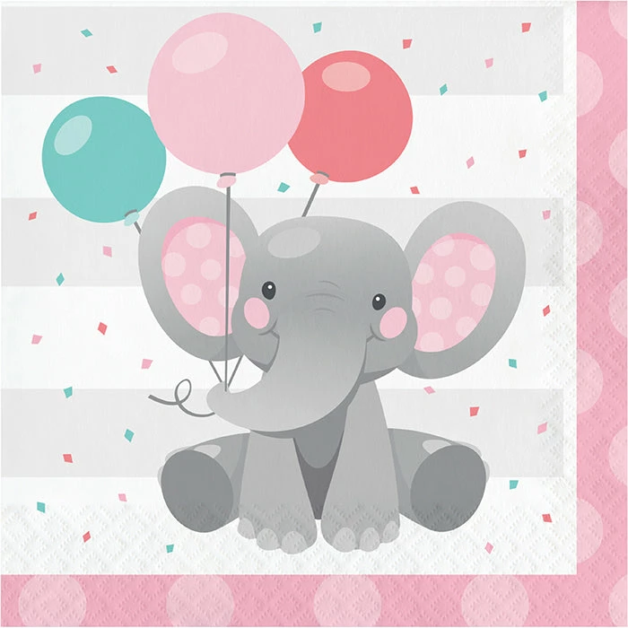 Creative Converting Enchanting Elephants Girl Luncheon Napkin 16ct Kids Birthday Party Themes