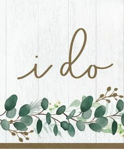 Creative Converting Eucalyptus Greens Luncheon Napkin, I Do 16ct Bridal And Wedding Tableware Themes