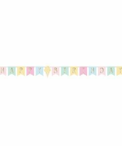Creative Converting Kids Birthday Party Themes Ice Cream Party Shaped Banner W/ Ribbon, Foil