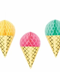 Creative Converting Ice Cream Party Hanging Honeycomb, Foil 3ct Kids Birthday Party Themes
