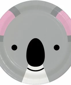 Creative Converting Animal Faces Dessert Plate, Koala 8ct Kids Birthday Party Themes