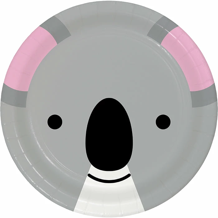 Creative Converting Animal Faces Dessert Plate, Koala 8ct Kids Birthday Party Themes