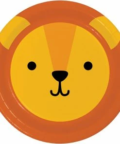 Creative Converting Animal Faces Dessert Plate, Lion 8ct Kids Birthday Party Themes