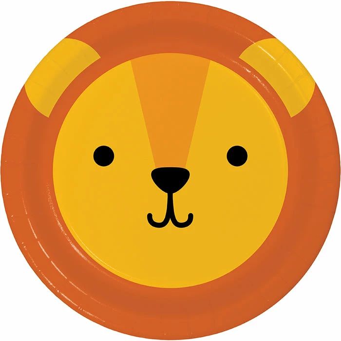 Creative Converting Animal Faces Dessert Plate, Lion 8ct Kids Birthday Party Themes