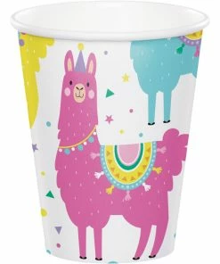 Creative Converting Kids Birthday Party Themes Llama Party Hot/Cold Paper Paper Cups 9 Oz., 8 Ct