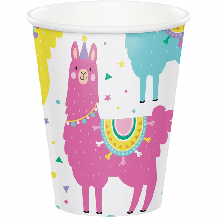 Creative Converting Kids Birthday Party Themes Llama Party Hot/Cold Paper Paper Cups 9 Oz., 8 Ct