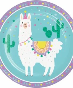 Creative Converting Kids Birthday Party Themes Llama Party Paper Plates, 8 Ct