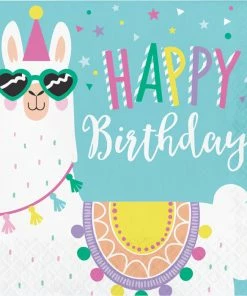 Creative Converting Kids Birthday Party Themes Llama Party Napkins, 16 Ct