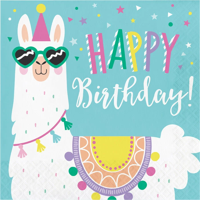 Creative Converting Kids Birthday Party Themes Llama Party Napkins, 16 Ct