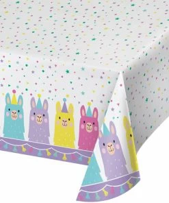Creative Converting Kids Birthday Party Themes Llama Party Plastic Tablecover All Over Print, 54" X 102"