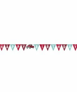 Creative Converting Vintage Red Truck Shaped Banner With Ribbon Kids Birthday Party Themes