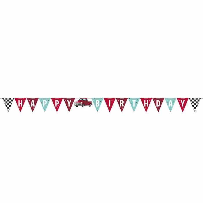 Creative Converting Vintage Red Truck Shaped Banner With Ribbon Kids Birthday Party Themes