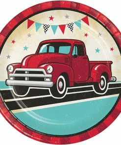 Creative Converting Vintage Red Truck Dinner Plate 8ct Kids Birthday Party Themes