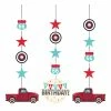 Creative Converting Vintage Red Truck Hanging Cutouts 3ct Kids Birthday Party Themes