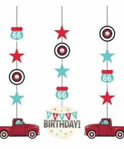 Creative Converting Vintage Red Truck Hanging Cutouts 3ct Kids Birthday Party Themes