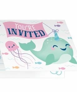 Creative Converting Narwhal Party Invitation Foldover 8ct Kids Birthday Party Themes