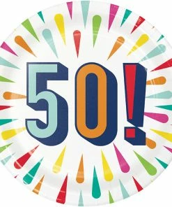 Creative Converting Kids Birthday Party Themes Birthday Burst Dessert Plate, 50 8ct