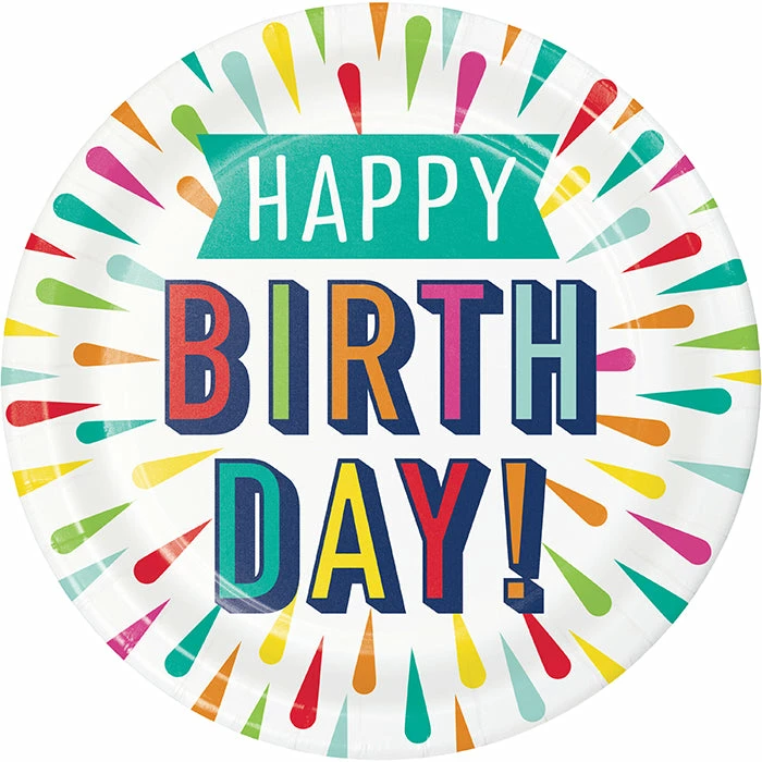 Creative Converting Birthday Burst Dessert Plate 8ct
