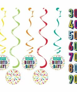 Creative Converting Kids Birthday Party Themes Birthday Burst Dizzy Danglers Assorted W/ Stickers 5ct