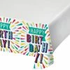 Creative Converting Kids Birthday Party Themes Birthday Burst Paper Tablecover Border Print 54" X 102"