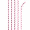 Creative Converting Solid Color Tableware Candy Pink Striped Paper Straws, 24 Ct