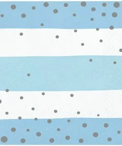 Creative Converting 1st Birthday Party Themes Blue Silver Celebration Beverage Napkins 16ct