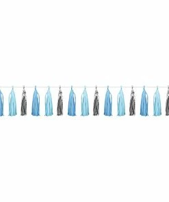 Creative Converting Blue Silver Celebration Tassel Garland, Blue/Silver