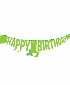 Creative Converting Boy Dino Party Shaped Banner W/ Ribbon