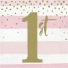 Creative Converting Pink Gold Celebration Luncheon Napkin, 1St Birthday 16ct