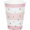 Creative Converting Pink Gold Celebration Hot/Cold Cups 9Oz. 8ct 1st Birthday Party Themes