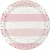 Creative Converting Pink Gold Celebration Dessert Plate, Foil 8ct