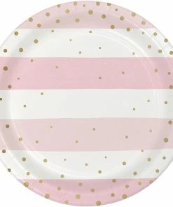Creative Converting Pink Gold Celebration Dessert Plate, Foil 8ct