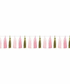 Creative Converting 1st Birthday Party Themes Pink Gold Celebration Tassel Garland, Pink/Gold