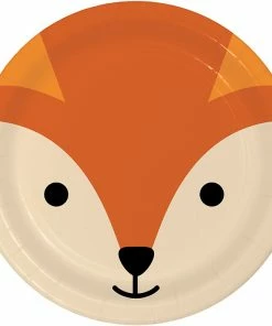 Creative Converting Kids Birthday Party Themes Animal Faces Dessert Plate, Fox 8ct