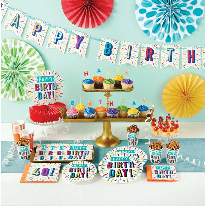 Creative Converting Kids Birthday Party Themes Birthday Burst Dessert Plate, 50 8ct