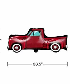 Creative Converting Vintage Red Truck Metallic Balloon 33.4"X16"
