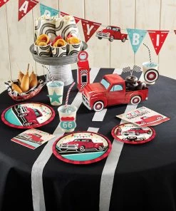 Creative Converting Vintage Red Truck Shaped Banner With Ribbon Kids Birthday Party Themes