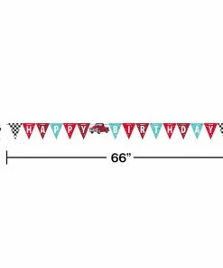 Creative Converting Vintage Red Truck Shaped Banner With Ribbon Kids Birthday Party Themes