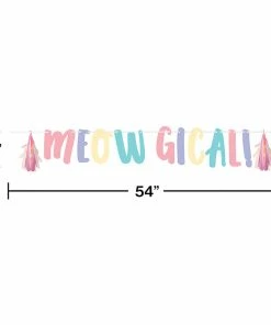 Creative Converting Kids Birthday Party Themes Sassy Caticorn Shaped Banner With Ribbon And Tissue Tassles
