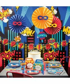 Creative Converting Superhero Party Shaped Dimensional Banner W/ Ribbon