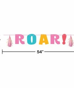 Creative Converting Girl Dino Party Letter Banner W/ Tassles, Iridescent