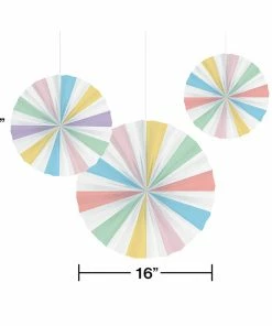 Creative Converting Pastel Celebrations Paper Fans, 16", 12", 10" 3ct