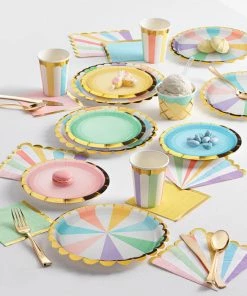 Creative Converting Pastel Celebrations Dessert Plate, Foil, Assorted Pkg 8ct
