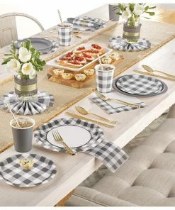 Creative Converting Gray And White Check Beverage Napkins 16ct