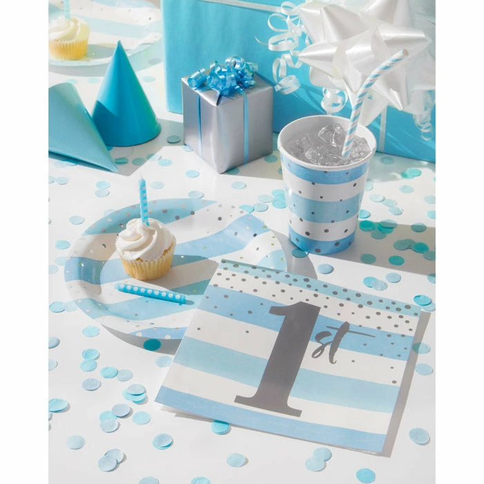 Creative Converting 1st Birthday Party Themes Blue Silver Celebration Luncheon Napkin, 1St Birthday 16ct