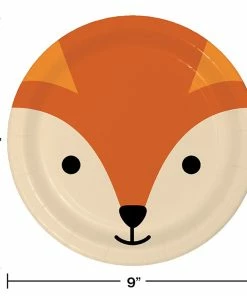 Creative Converting Kids Birthday Party Themes Animal Faces Dinner Plate, Fox 8ct