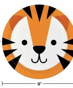 Creative Converting Animal Faces Dinner Plate, Tiger 8ct