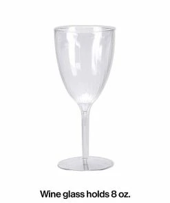Creative Converting Solid Color Tableware 8 Oz. Clear Plastic 1-Piece Wine Glasses 8ct