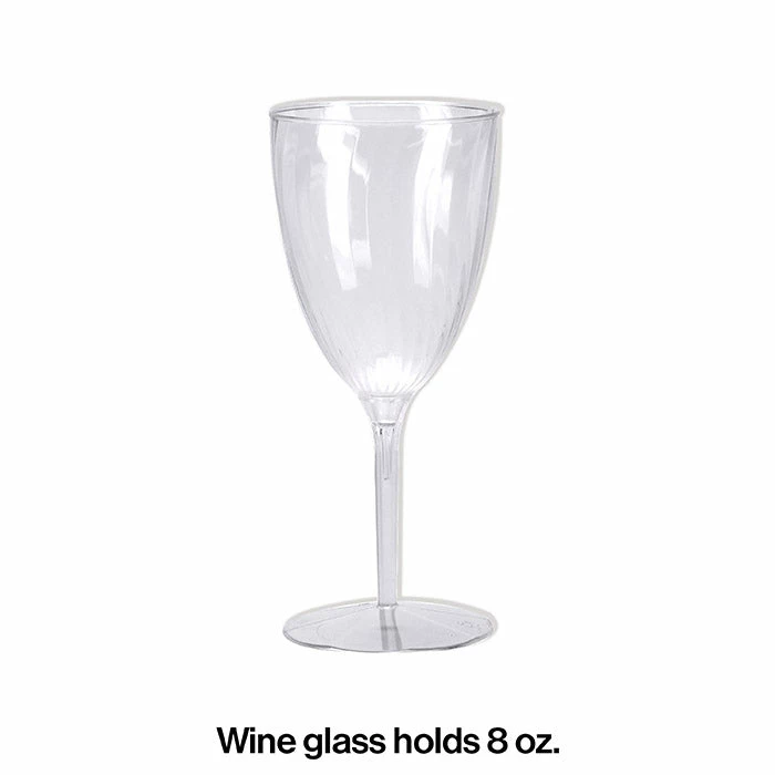 Creative Converting Solid Color Tableware 8 Oz. Clear Plastic 1-Piece Wine Glasses 8ct
